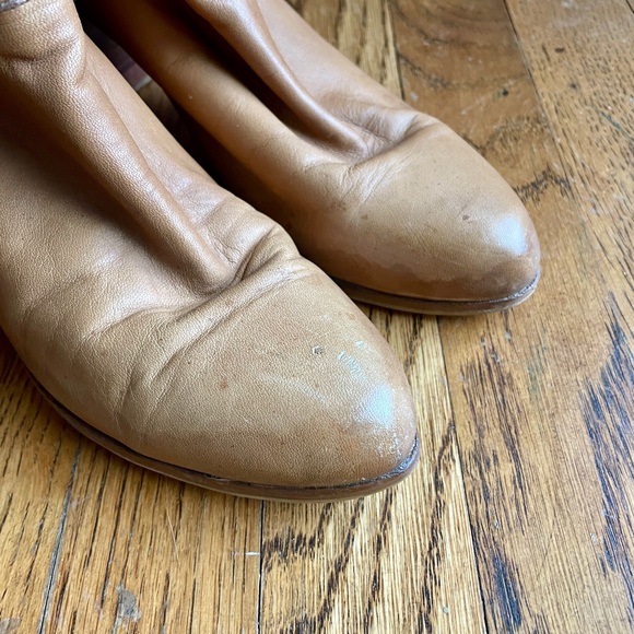 Vintage 1970s Frye Leather Boots Pleated Crissie Style size 9 Beige Tan Neutral - Picture 5 of 10